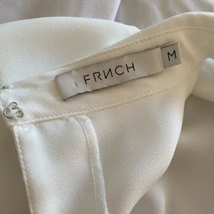 FRNCH- cap sleeve, white collared swing blouse.
